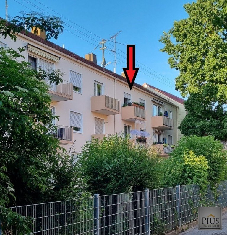 Ansicht S�dseite Augsburg-B�renkeller Etagenwohnung Grundbuch statt Sparbuch! Helle 2-Zimmer-Wohnung mit S�dbalkon, vermietet, ab sofort
