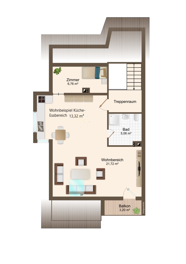 Grundriss Dachgeschoss Reihenendhaus Gro�aitingen