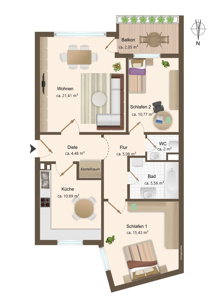 Grundriss Etagenwohnung K�nigsbrunn