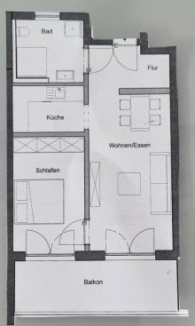Grundriss NEUBAU SENIORENRESIDENZ! Bezug sofort m�glich - Attraktive 2-Zimmer-Wohnung mit Einbauk�che und Balkon