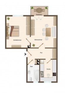  Grundbuch statt Sparbuch! Helle 2-Zimmer-Wohnung mit S�dbalkon, vermietet, ab sofort